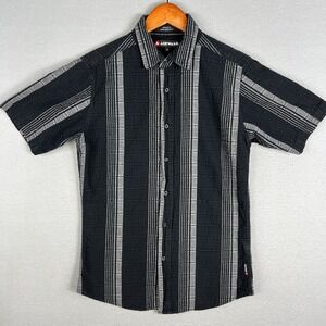 Y2K Airwalk Shirt Mens M Seersucker Striped Button Up Grunge Skateboarding 00s